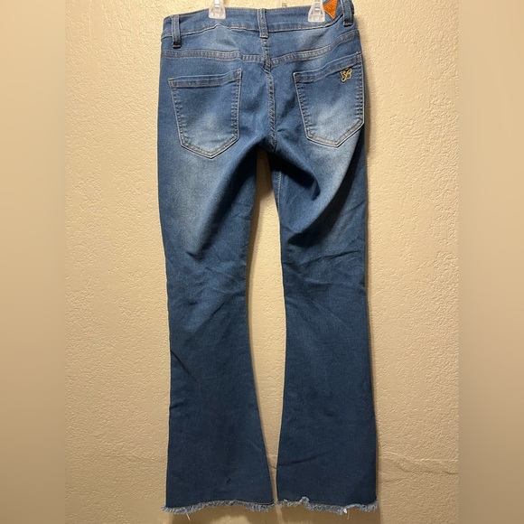 Red Bottoms Denim blue, High Waisted Flare Jeans. - Picture 2 of 4